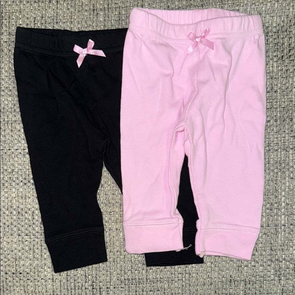 Lovable friends Pink and Black Leggings with Bow Detail